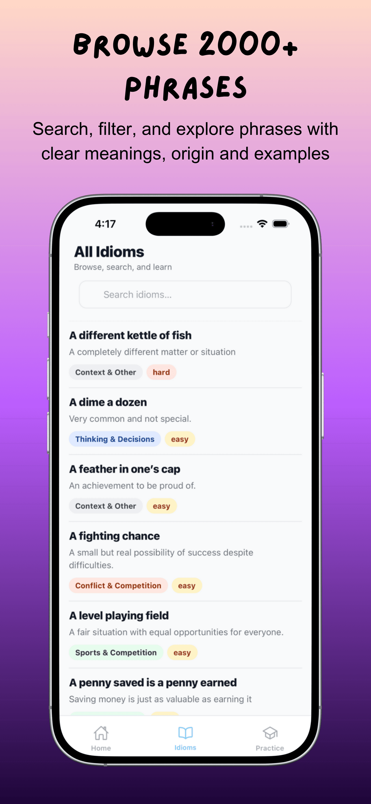 Browse Phrases - Phrase Ace App